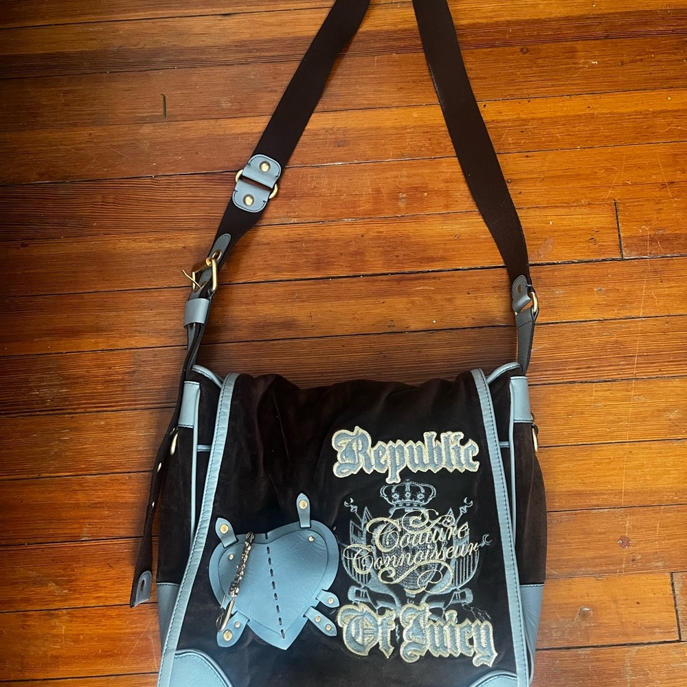 Juicy Couture Black and Blue Shoulder Bag